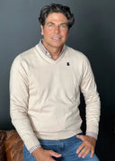 Men's V-neck Sweater Camel Cashmere