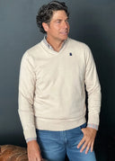 Men's V-neck Sweater Camel Cashmere
