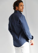 Camisa Azul Petróleo Nido de Abeja Hombre