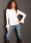 Blusa Cuello Volantes Blanca Mujer