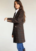 Abrigo Cuadros Marrones Mujer