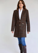 Abrigo Cuadros Marrones Mujer