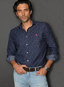 Camisa Hombre Denim Estampada
