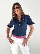 Polo Woman Electric Blue Polka Dots