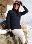 Jersey Mujer Azul de Ochos Cuello Alto Mujer