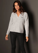 Jersey Polo Trenzado Gris Mujer