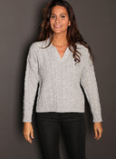 Jersey Polo Trenzado Gris Mujer