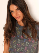 Camiseta  Gris Multilogos Fluor Mujer