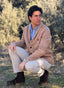 Cardigan Beige Cuello Smoking Hombre