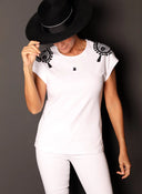 Camiseta Blanca Hombreras Toreras Mujer