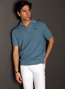 Polo Punto Canalé Azul Hombre