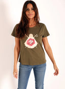 Camiseta Verde Kaki Capote Clavel Mujer