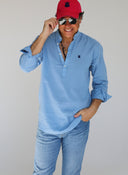 Polera Cuello Mao Azul Denim Shibuya Hombre