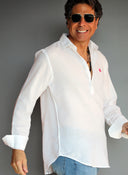 Polera Blanca Shibuya Cuello Soft Capote Rosa Hombre
