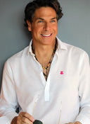 Polera Blanca Shibuya Cuello Soft Capote Rosa Hombre