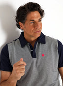 Polo Jaspeado Gris/Azul Hombre