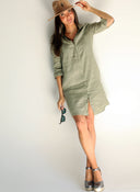 Vestido Lino Kaki Mujer