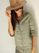 Vestido Lino Kaki Mujer