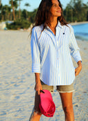 Camisa Rayas Azules Oversize Mujer