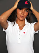 Polo Blanco Classic Logo Rosa Mujer