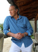 Camisa Azul Celeste Nido de Abeja Hombre