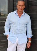 Camisa Celeste Piqué Fino Hombre