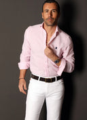 Camisa Rayas Rosas Hombres
