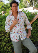 Camisa Blanca Flores Formentera Hombre