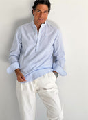 Polera Cuello Mao Rayas Celestes Hombre