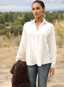 Camisa Blanca Viscosa Lentejuelas Mujer