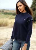 Jersey Marino Ribetes Contraste Mujer