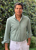 Camisa Verde Claro Piqué Hombre