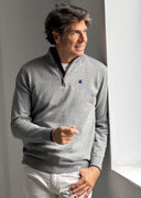 Jersey Gris Cuello Cremallera Hombre