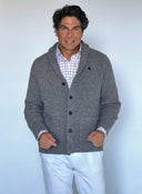 Cardigan Gris Cuello Smoking Hombre