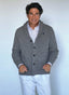 Cardigan Gris Cuello Smoking Hombre