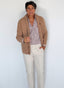 Cardigan Beige Cuello Smoking Hombre