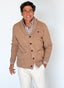 Cardigan Beige Cuello Smoking Hombre