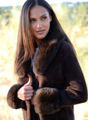 Abrigo Marrón Pelo Mujer