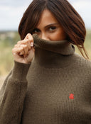 Women's Khaki Turtleneck Sweater
