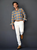 Camisa Villela Cuadros Azules/Mostaza Hombre