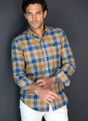 Camisa Villela Cuadros Azules/Mostaza Hombre