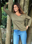 Camiseta Kaki Manga Larga Mujer