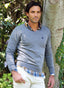 Jersey Hombre Cuello Pico Gris Coderas Azules