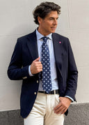 Americana Azul Rejilla Hombre