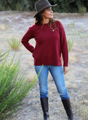 Jersey Burdeos Cuello Caja Mujer