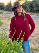 Jersey Burdeos Cuello Caja Mujer