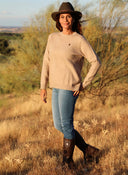 Jersey Beige Cuello Caja Mujer