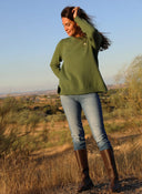 Jersey Verde Cuello Caja Mujer