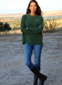 Jersey Verde Cuello Caja Mujer