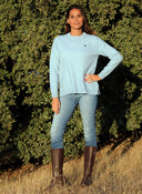 Jersey Celeste Cuello Caja Mujer